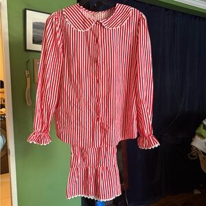 Gingham Palace Prawn Cocktail pj set red stripe big collar ruffle XL